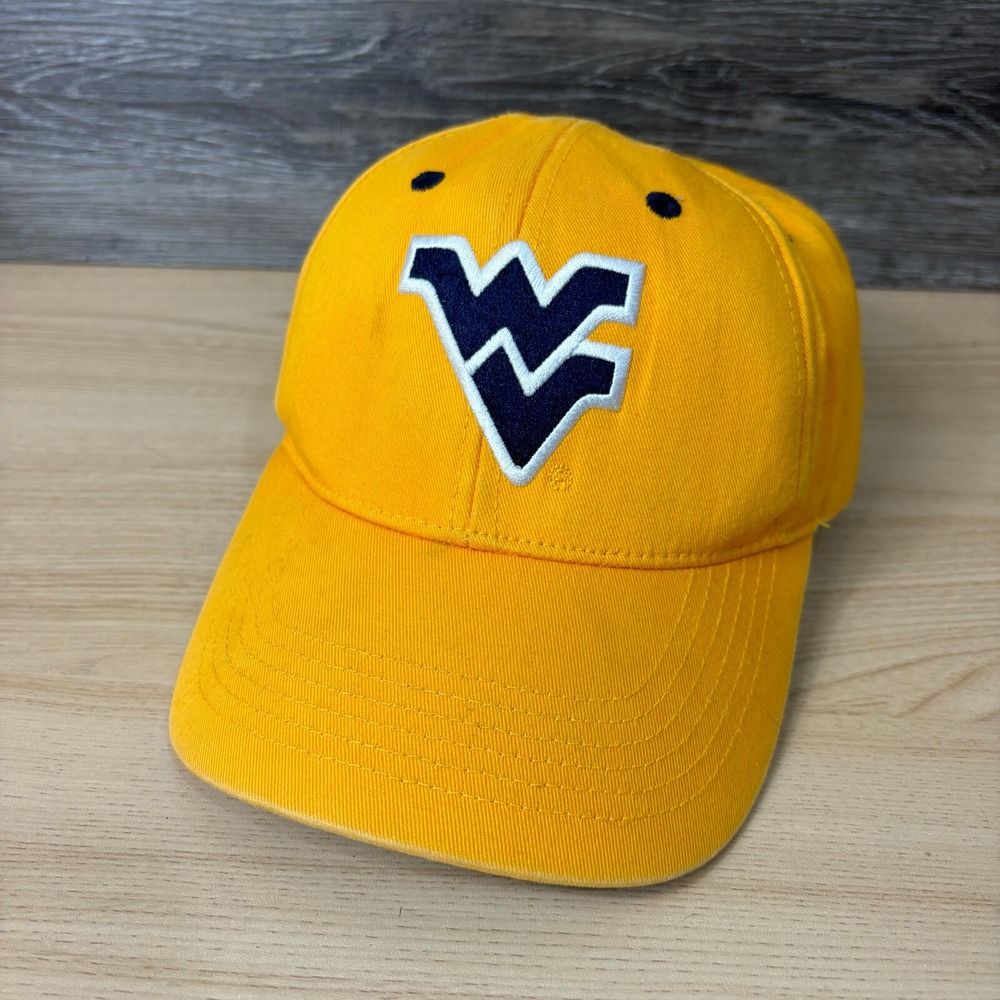 Vintage West Virginia‎ Mountaineers Hat Cap Strap Back Yellow Adjustable